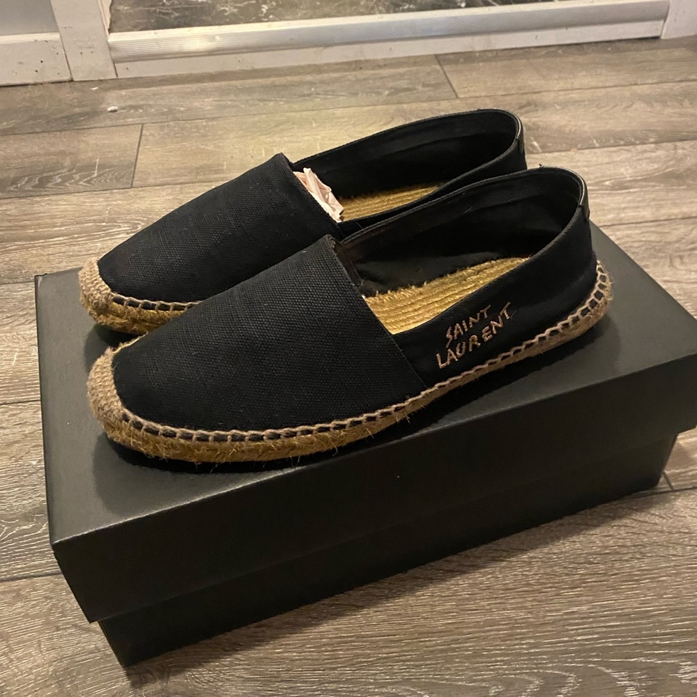 Saint Laurent canvas espadrilles black size 42